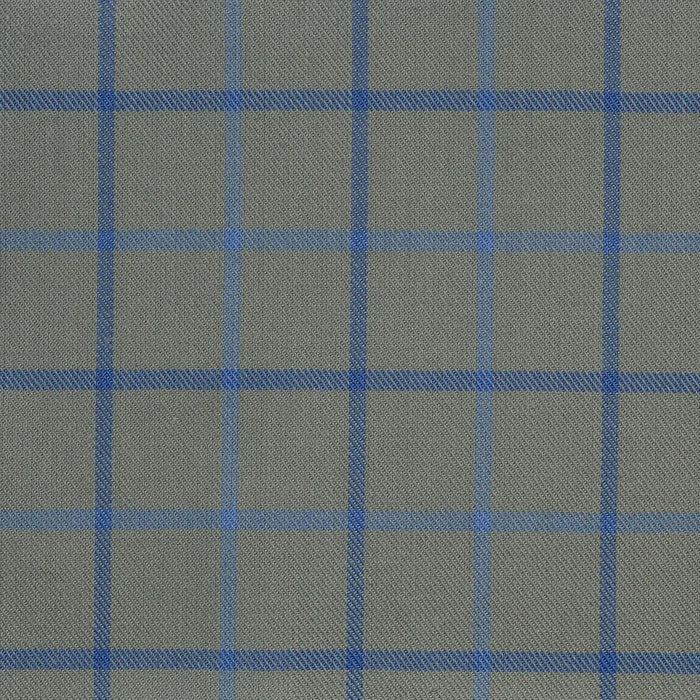 Olive with Blue Check Cotton Shirting Yorkshire Fabric