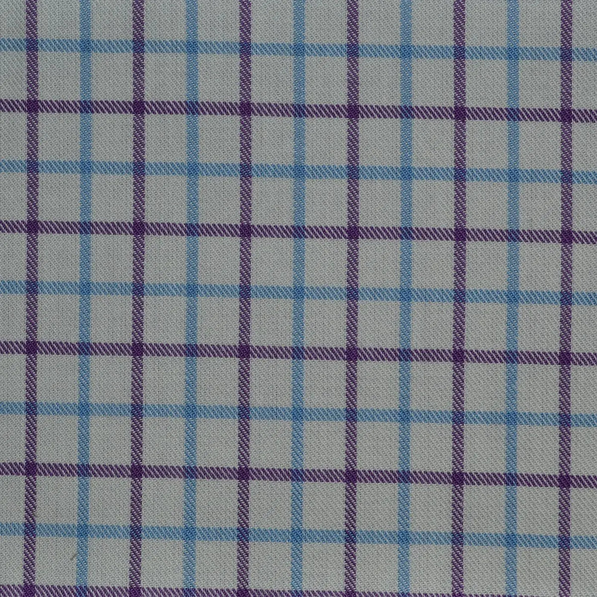 White with Purple & Blue Check Cotton Shirting Yorkshire Fabric