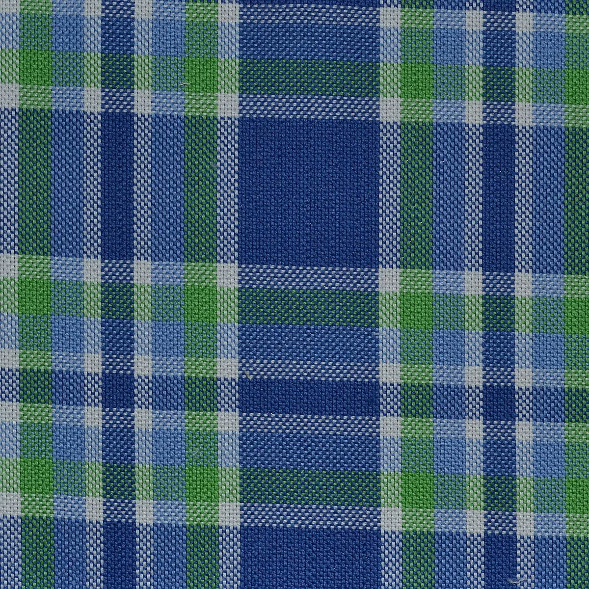 Blue with Green Check Cotton Shirting Yorkshire Fabric