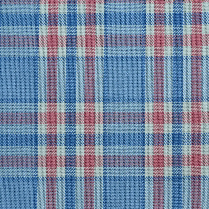 Sky Blue with Pink Check Cotton Shirting Yorkshire Fabric