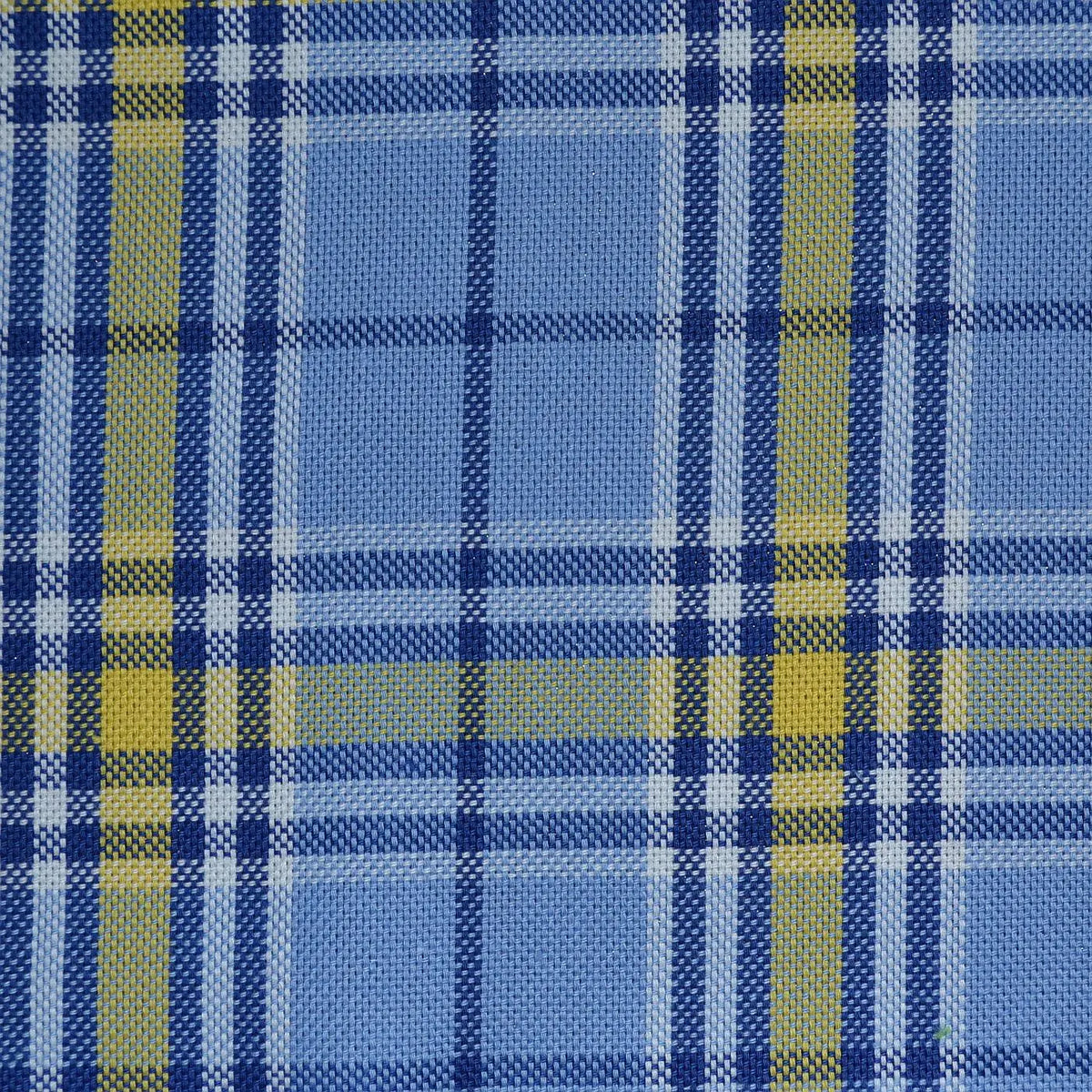 Blue with Yellow Check Cotton Shirting Yorkshire Fabric