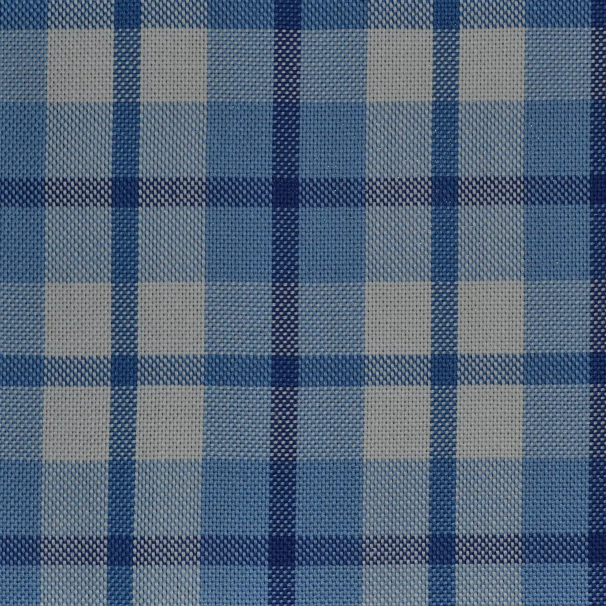 Blue with White & Dark Blue Check Cotton Shirting Yorkshire Fabric