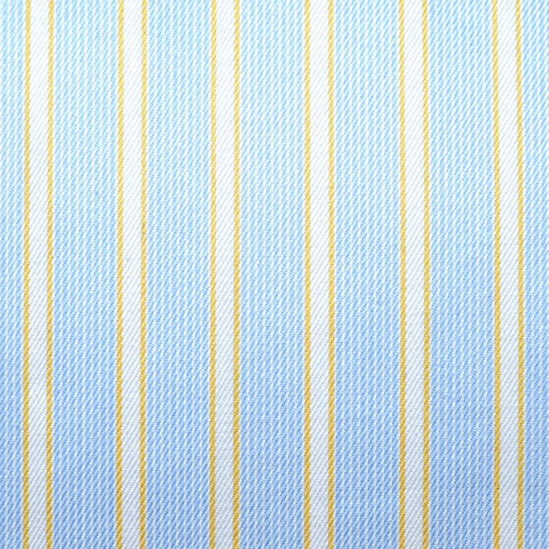 Blue and White Multi with Yellow and White Bold Stripe Cotton Shirting