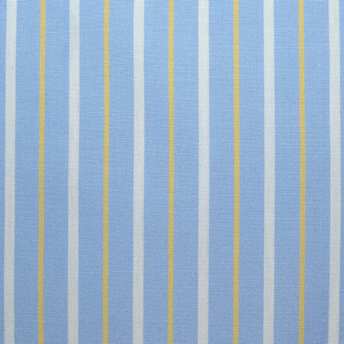 Solid Blue with White and Yellow Double Stripe Cotton Shirting