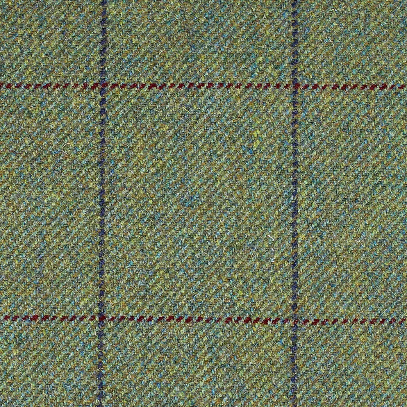 Tweed Window Check Pattern Green with Wine and Navy Blue Window Pane Check All Wool British Tweed ...