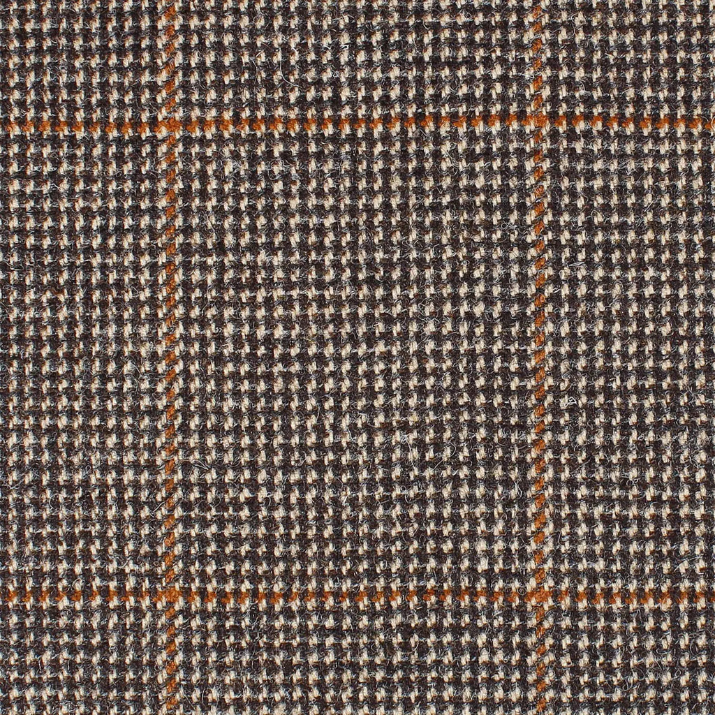 Beige and Green Micro Check with Amber Overcheck All Wool British Tweed