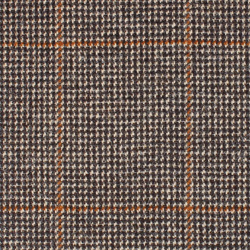 Beige and Green Micro Check with Amber Overcheck All Wool British Tweed