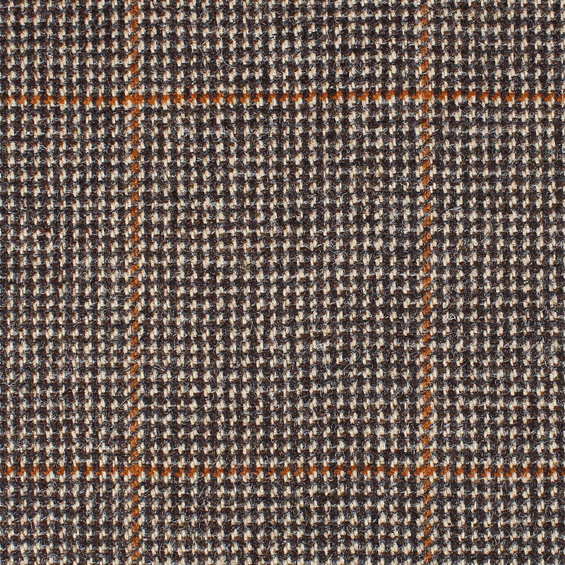 Beige and Green Micro Check with Amber Overcheck All Wool British Tweed