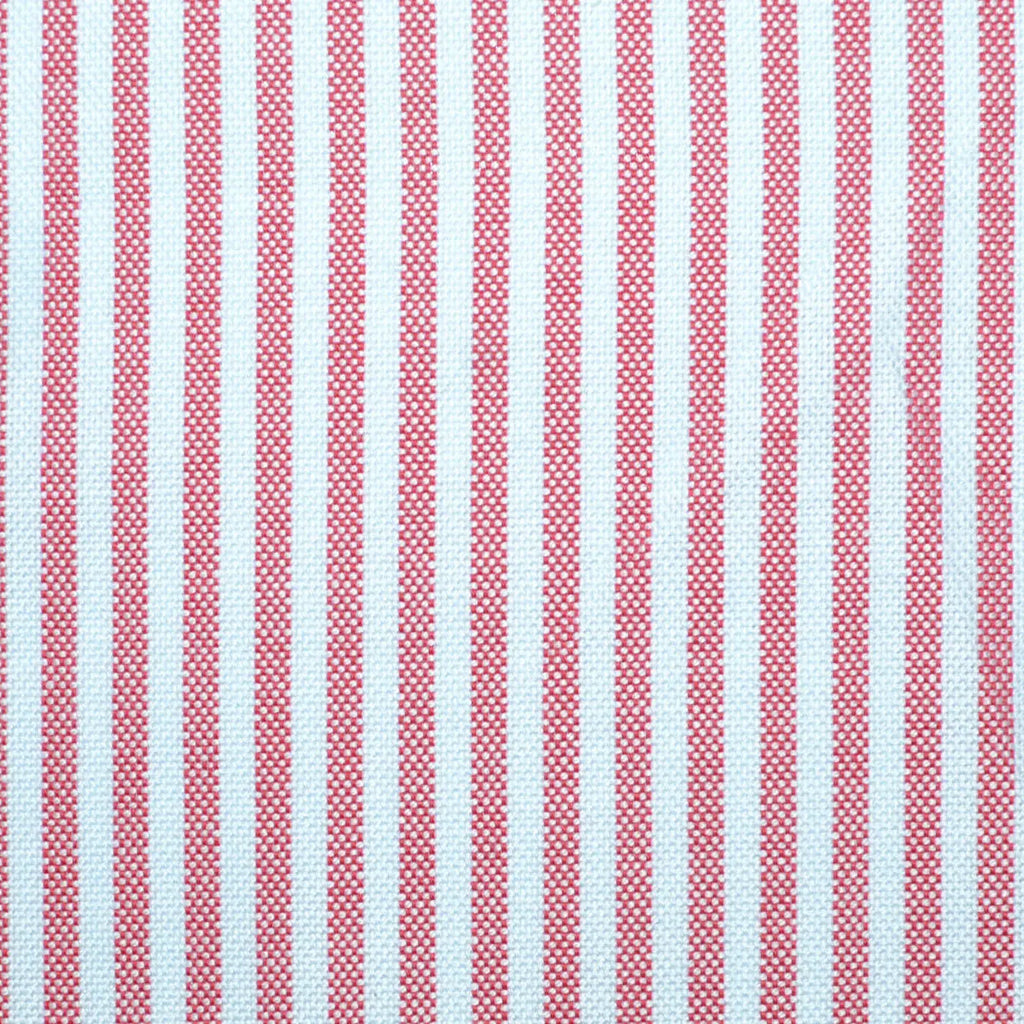 Red and White Stripe Oxford Cotton Shirting