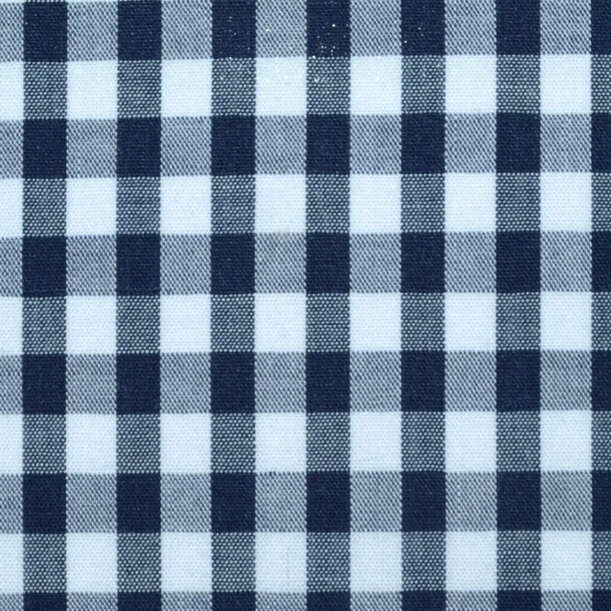 Navy Blue and White Gingham Check Cotton Shirting