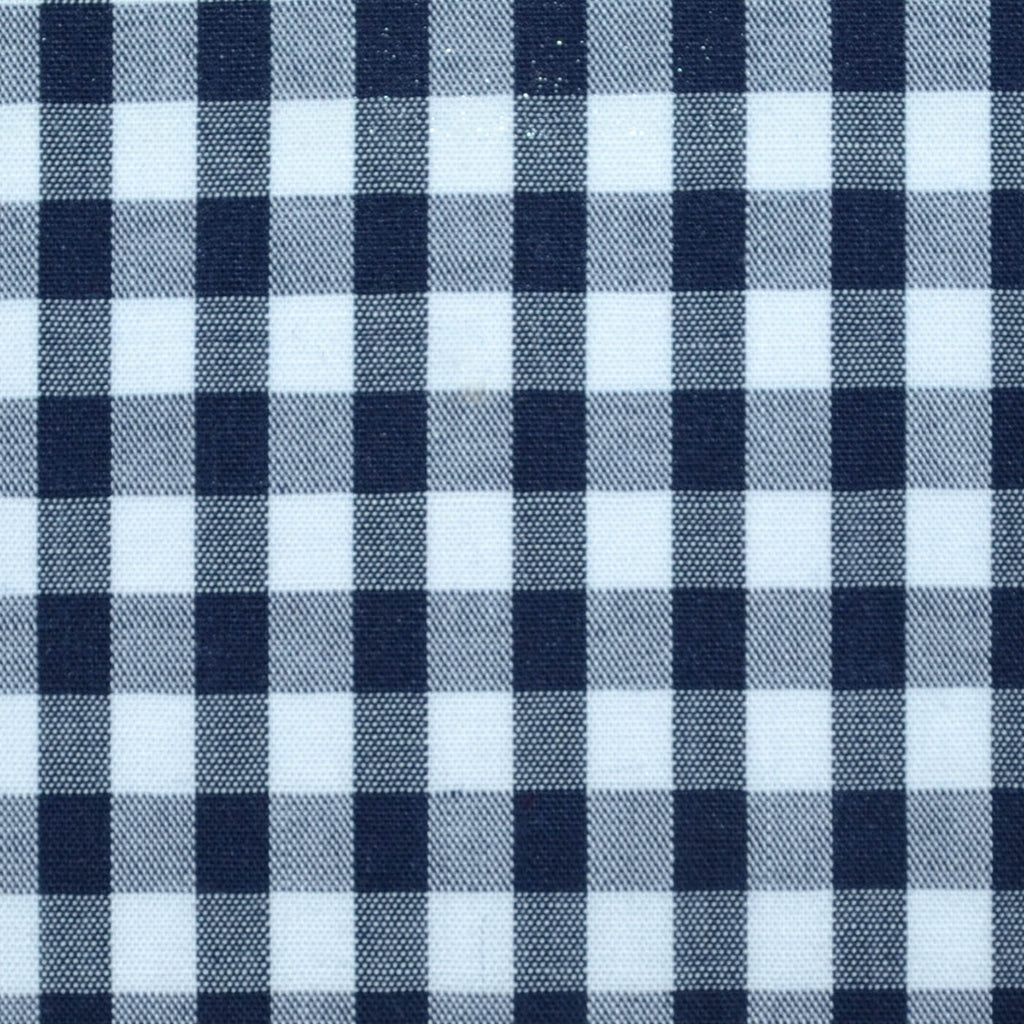 Navy Blue and White Gingham Check Cotton Shirting