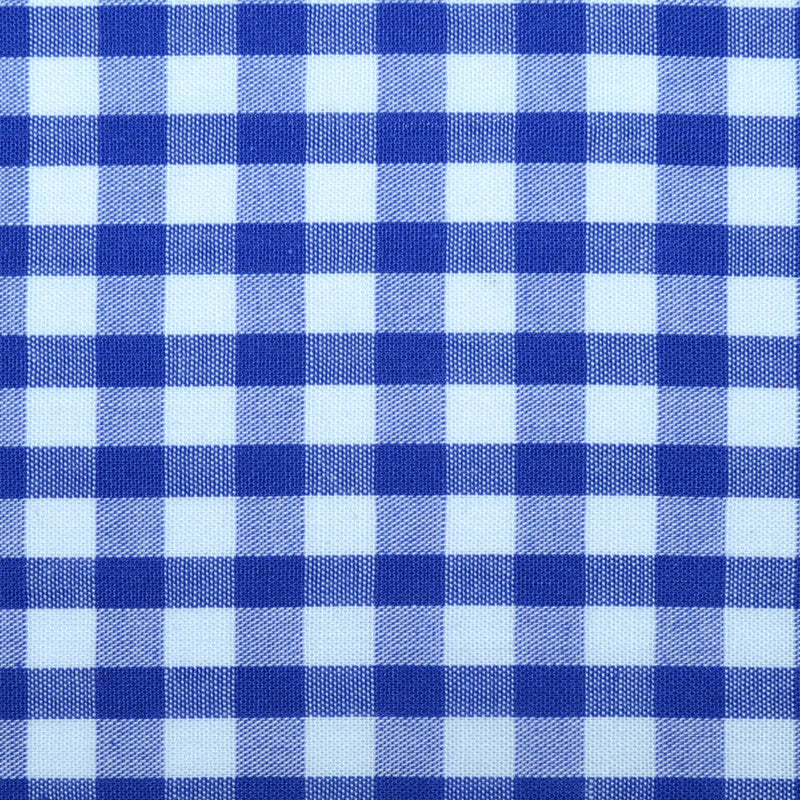 Royal Blue and White Gingham Check Cotton Shirting