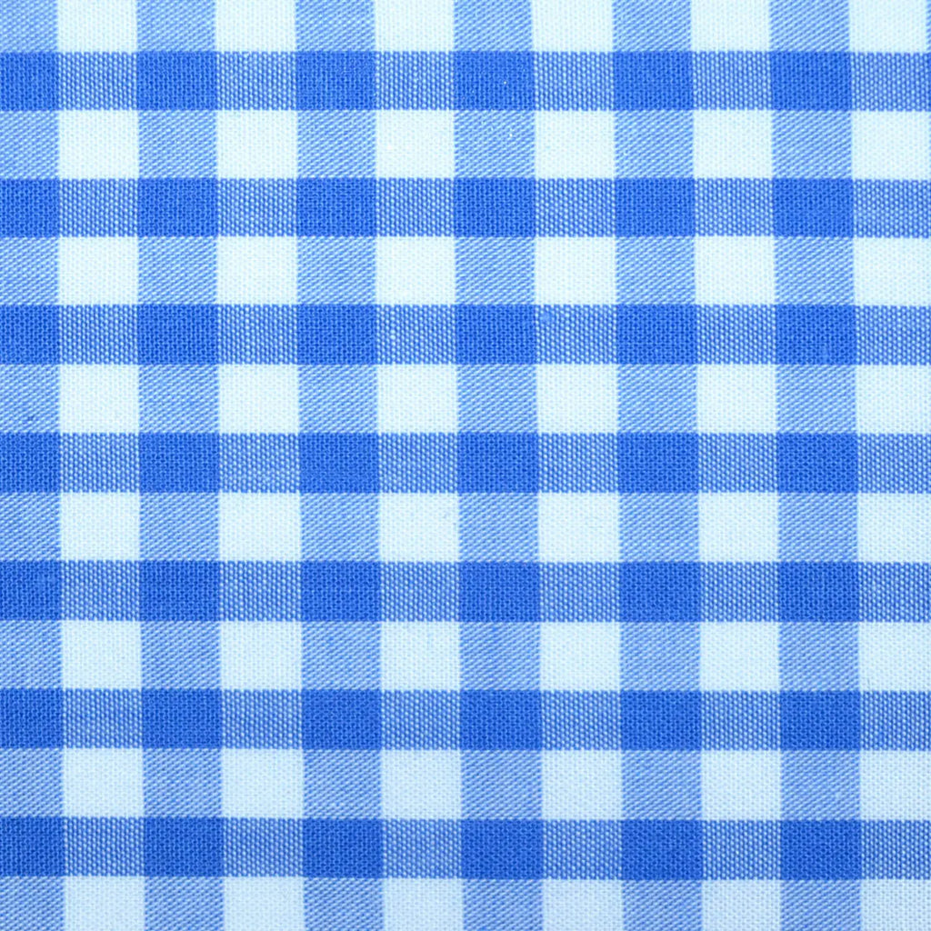 Blue and White Gingham Check Cotton Shirting