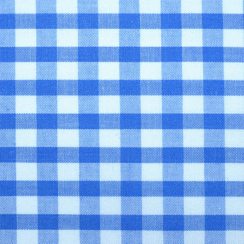 Blue and White Gingham Check Cotton Shirting
