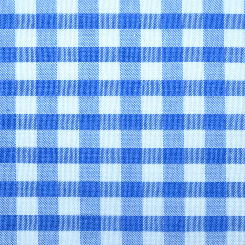 Blue and White Gingham Check Cotton Shirting