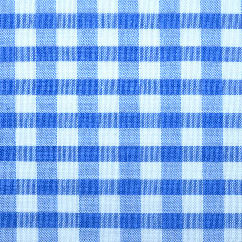 Blue and White Gingham Check Cotton Shirting