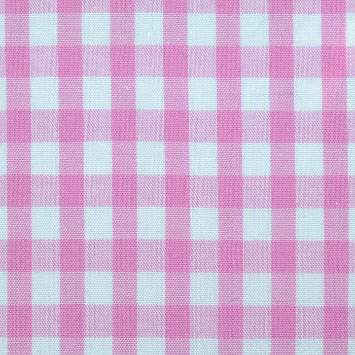 Pink and White Gingham Check Cotton Shirting