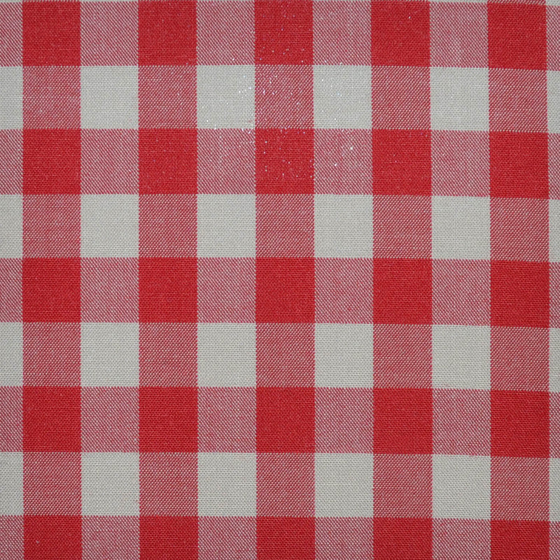 Red and Ecru Gingham Check Cotton Shirting