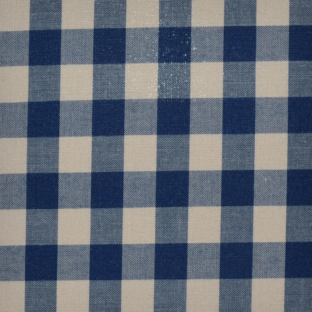 Blue and Ecru Gingham Check Cotton Shirting