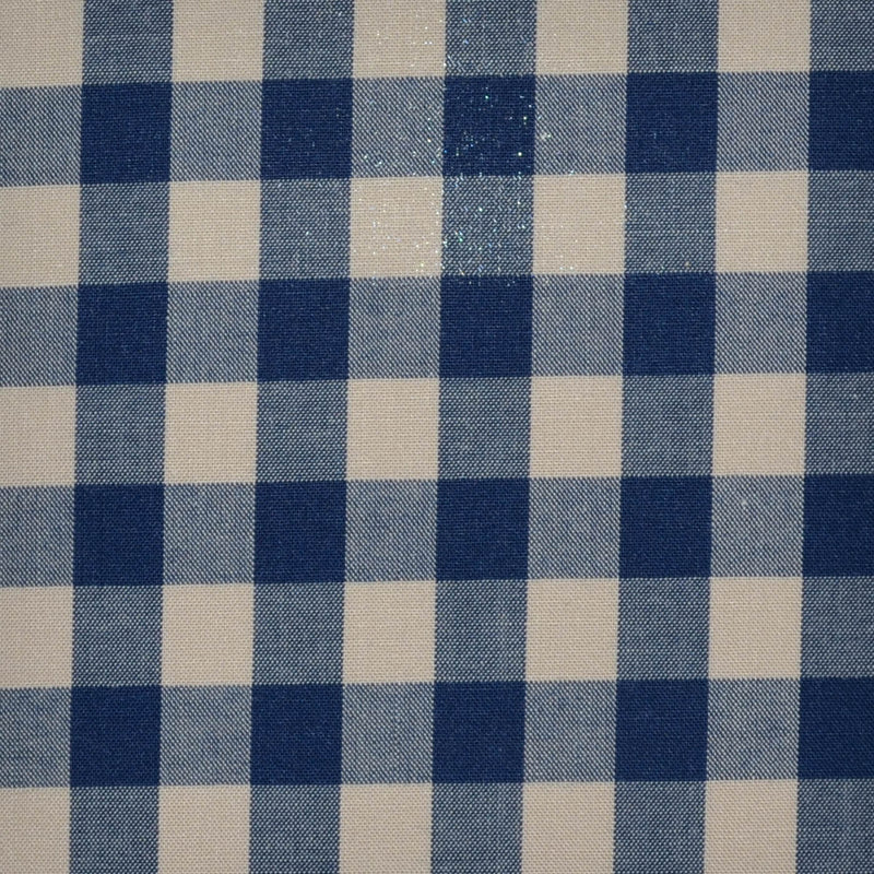 Blue and Ecru Gingham Check Cotton Shirting