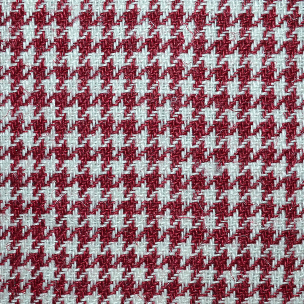 Ruby Red and Ecru 1/8th" Classic Dogtooth Check 100% Irish Linen