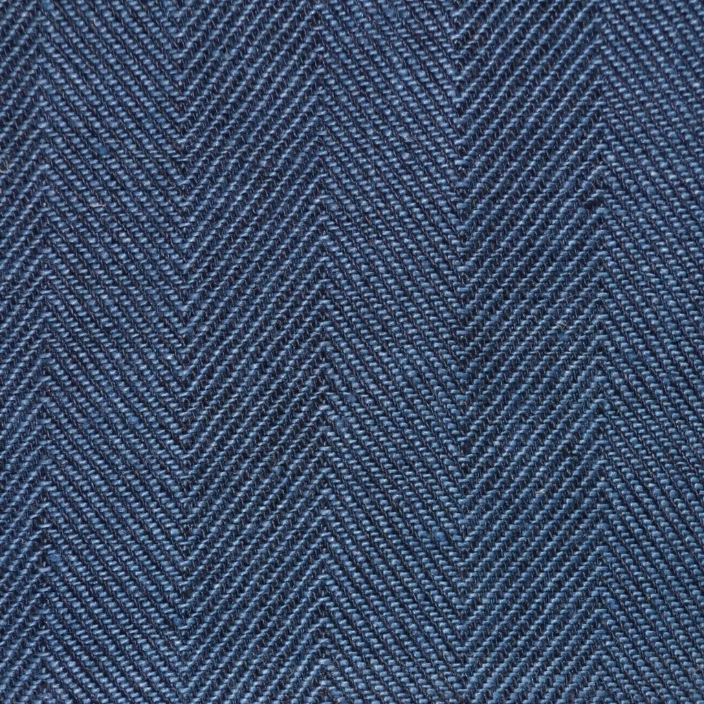 Light Blue and Denim Blue 4cm Herringbone Linen