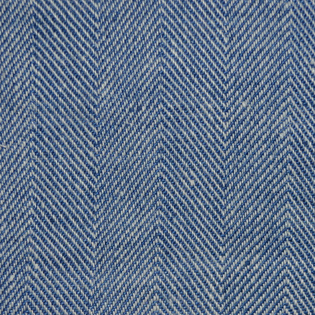 Sky Blue and White 4cm Herringbone Linen