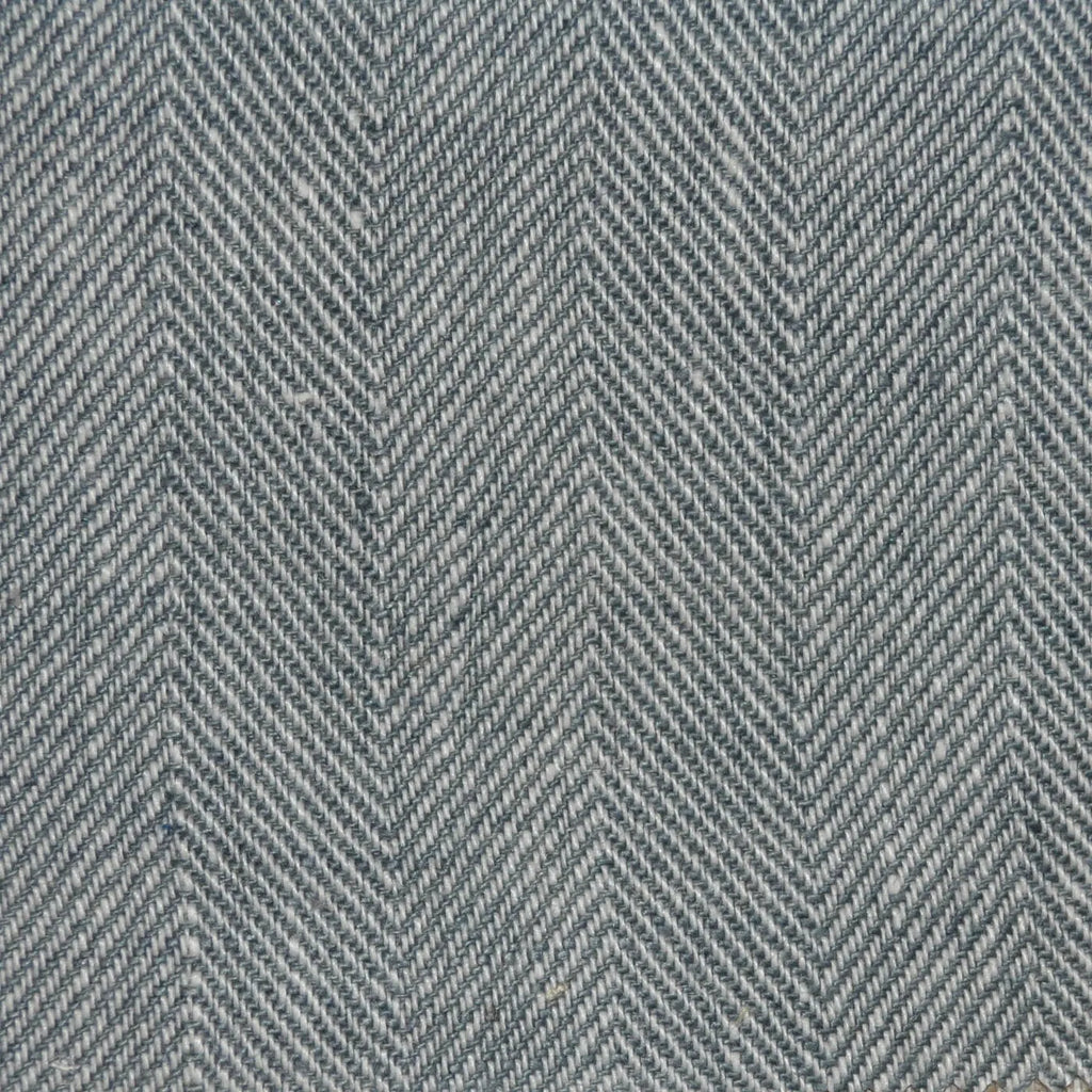 Steel Blue and White 4cm Herringbone Linen