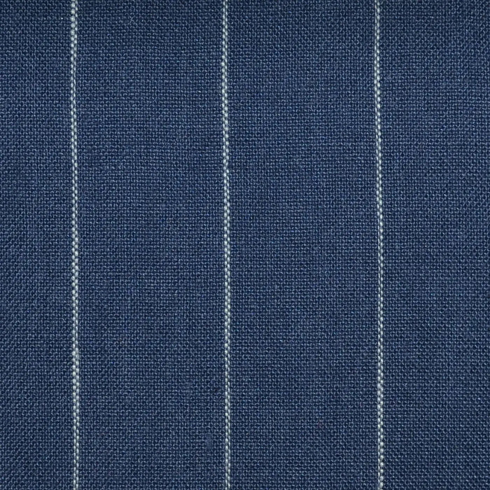 Denim Blue and White 3cm Stripe Linen