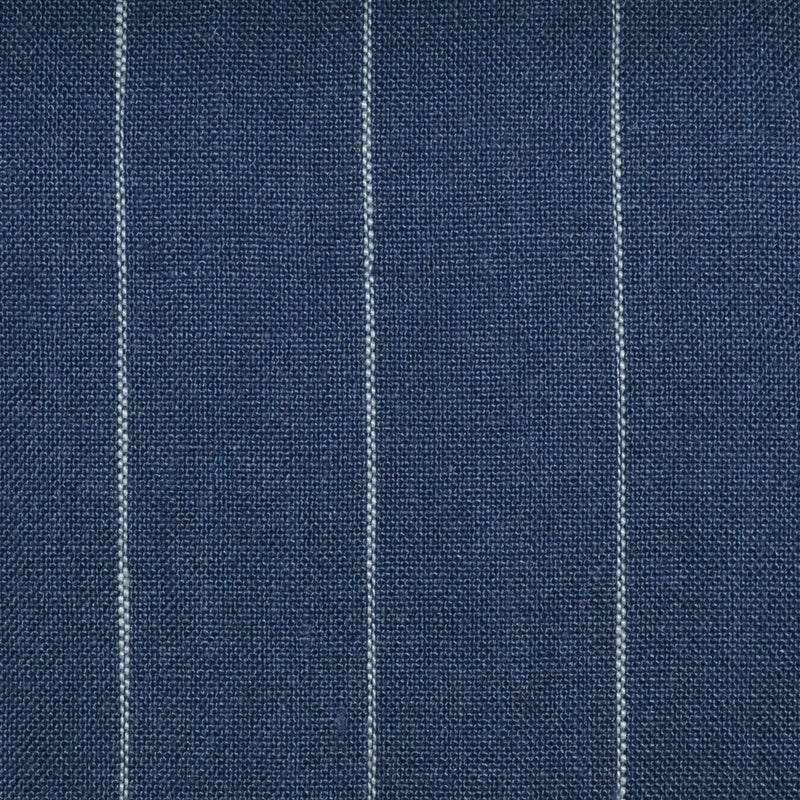 Denim Blue and White 3cm Stripe Linen