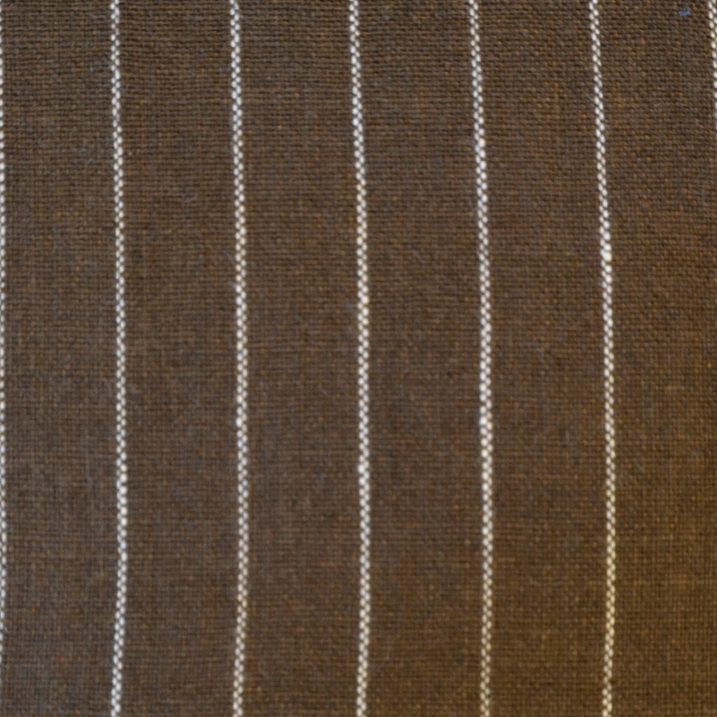 Chocolate Brown with White 1.5cm Stripe Linen
