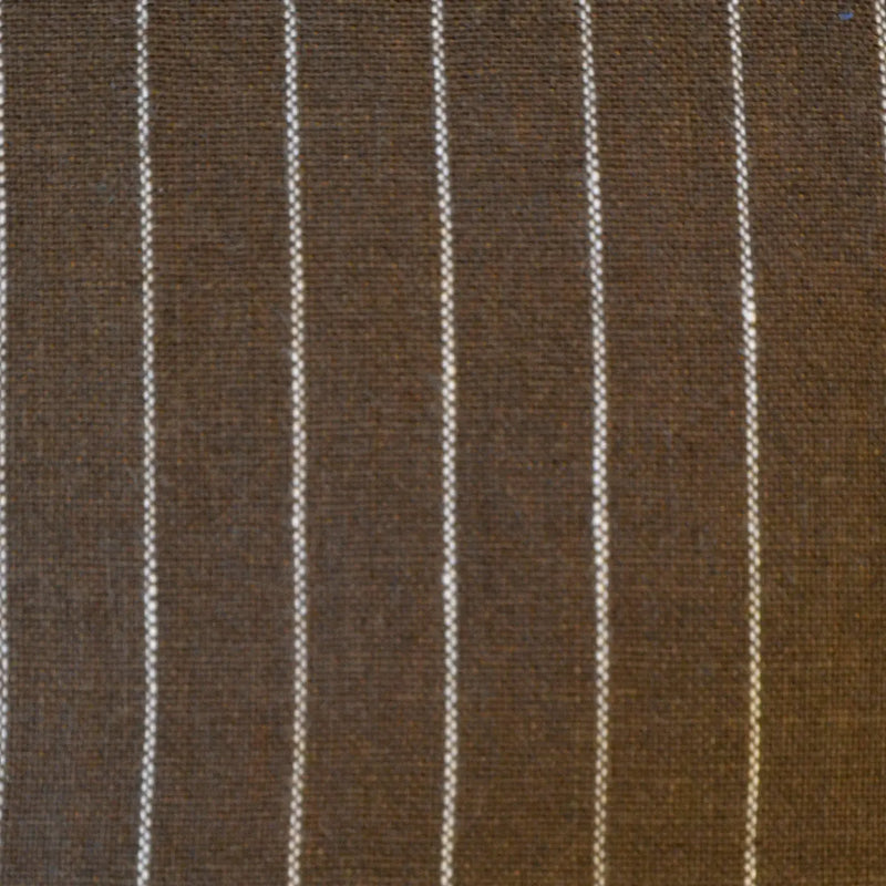 Chocolate Brown with White 1.5cm Stripe Linen