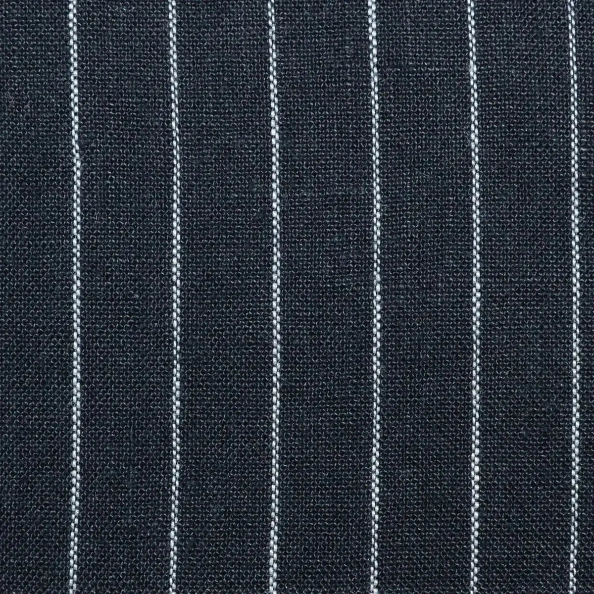 Dark Navy Blue with White 1.5cm Stripe Linen