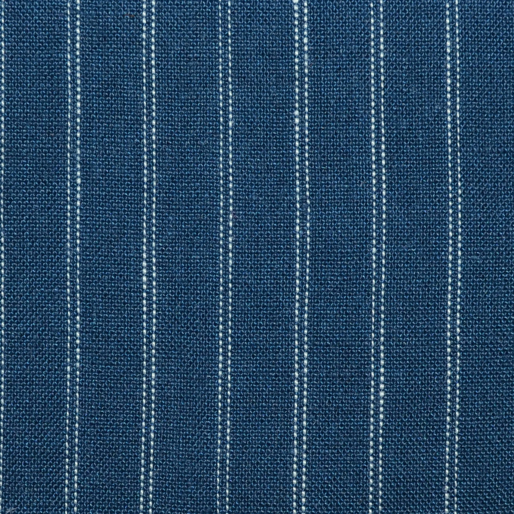 Medium Blue with White Double 1cm Stripe Linen