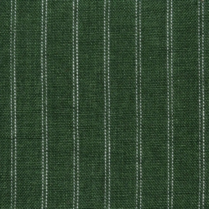 Dark Olive Green with White Double 1cm Stripe Linen