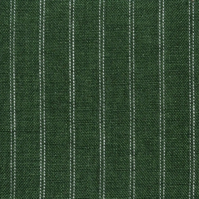 Dark Olive Green with White Double 1cm Stripe Linen