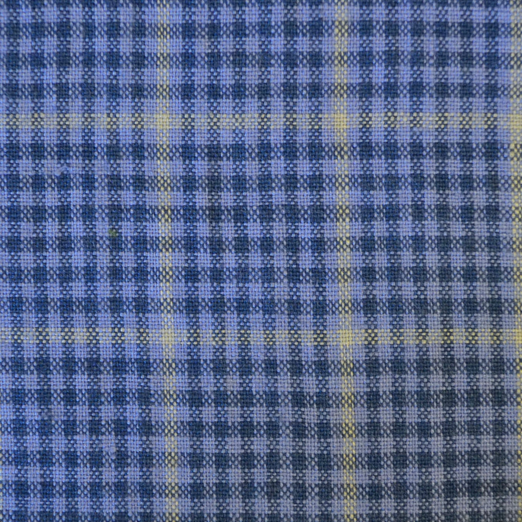Powder Blue and Navy Blue Check with Stone Windowpane Check Linen