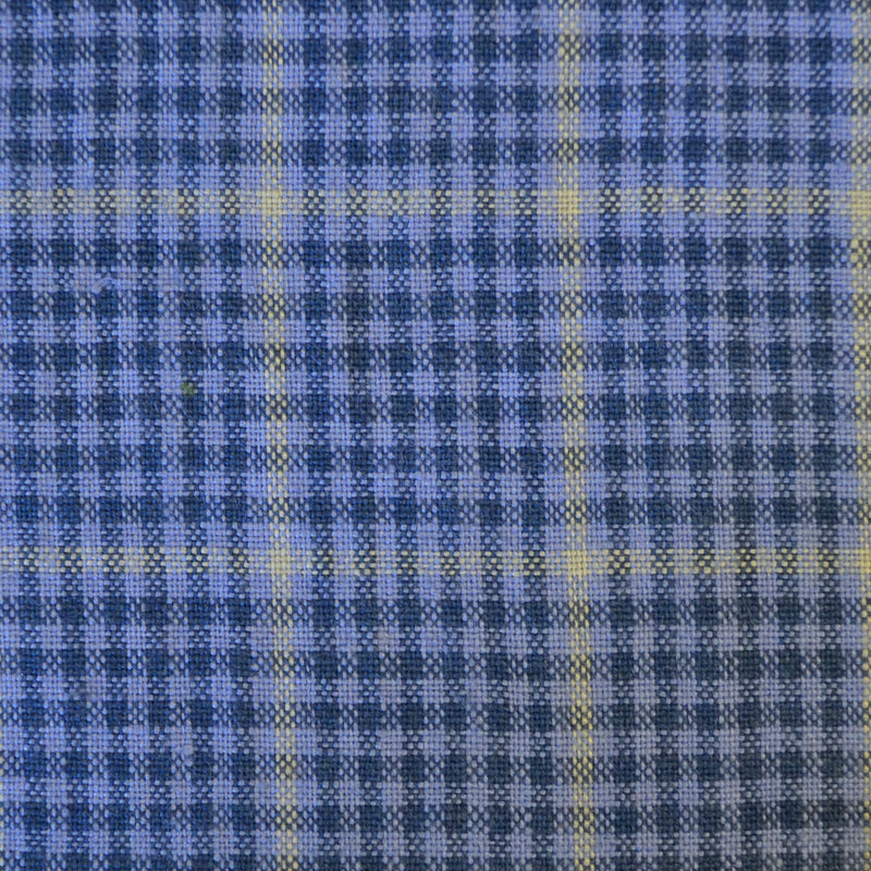 Powder Blue and Navy Blue Check with Stone Windowpane Check Linen