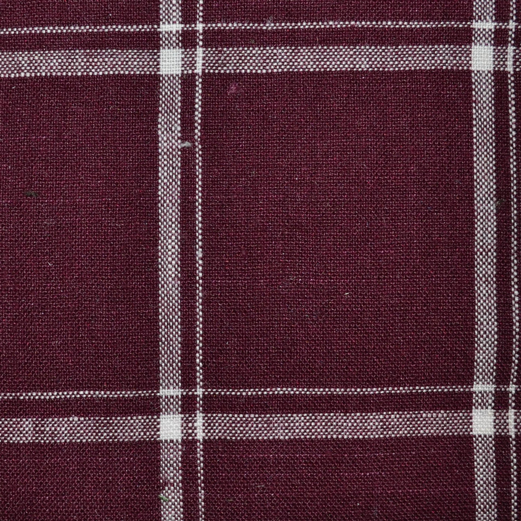 Burgundy with Large White Over Check Linen
