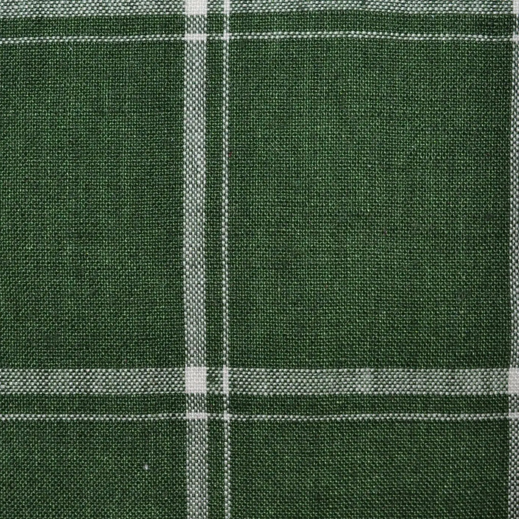 Dark Olive Green with Large White Over Check Linen