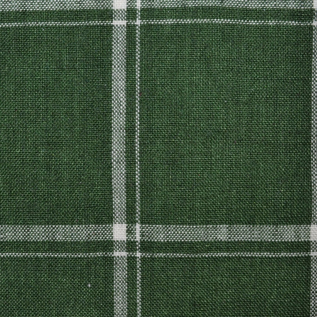 Dark Olive Green with Large White Over Check Linen