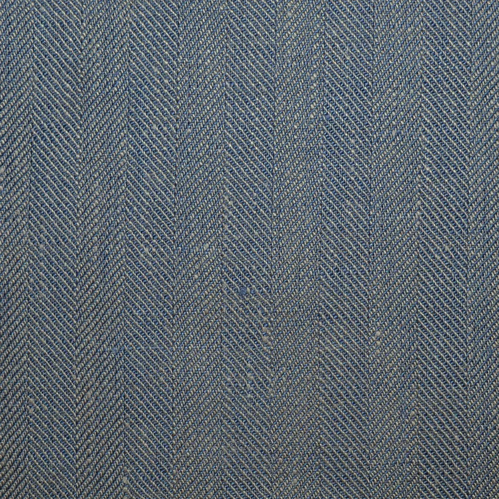 Steel Blue and Grey 1cm Herringbone 100% Irish Linen