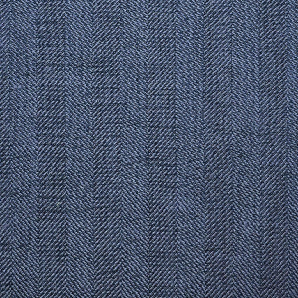 Denim Blue and Navy Blue 1cm Herringbone 100% Irish Linen