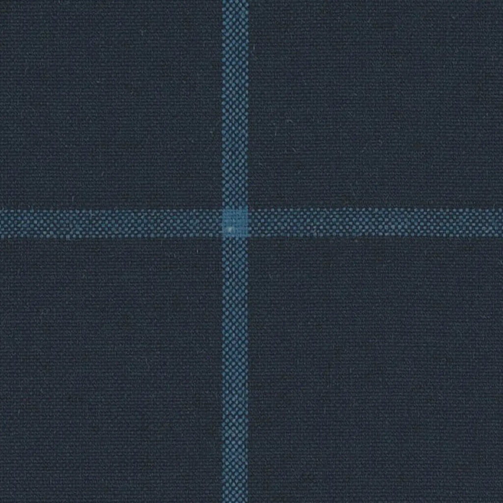 Navy Blue with Bright Blue Windowpane Check Jacketing By Holland ...