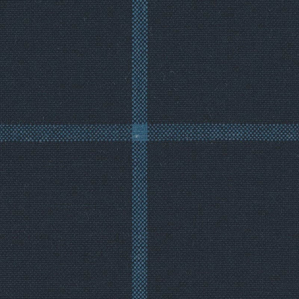 Navy Blue with Bright Blue Windowpane Check Jacketing By Holland & Sherry