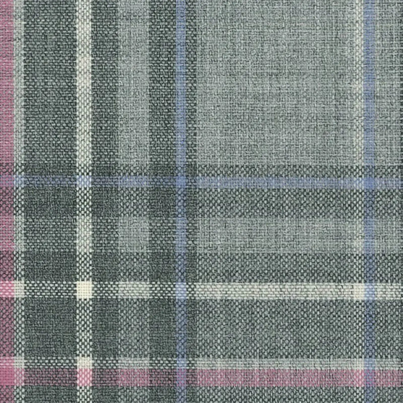 Medium Grey with Pink Plaid Check Jacketing By Holland & Sherry