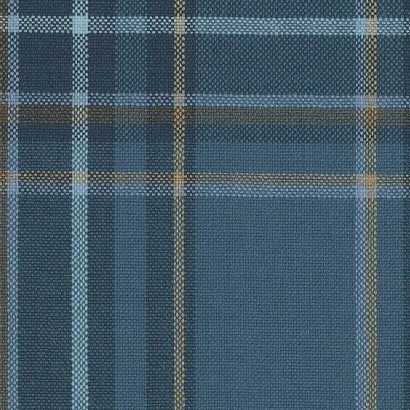 Mid Blue with Mustard Plaid Check Jacketing By Holland & Sherry