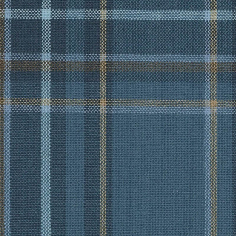 Mid Blue with Mustard Plaid Check Jacketing By Holland & Sherry