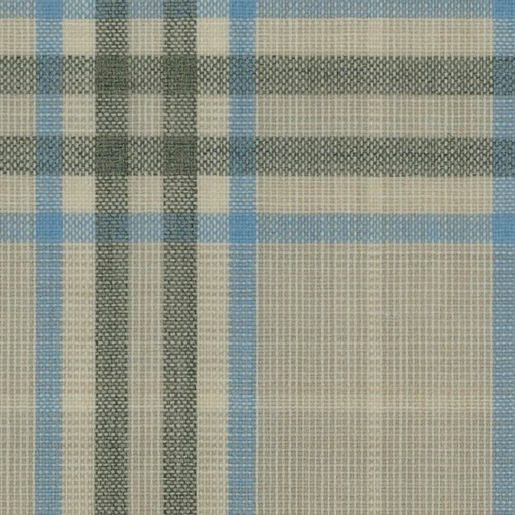 Light Tan with Ice Blue Plaid Check Jacketing By Holland & Sherry