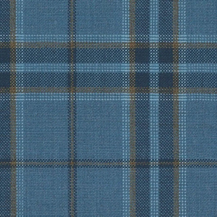 Medium Blue with Burnt Gold Plaid Check Jacketing By Holland & Sherry